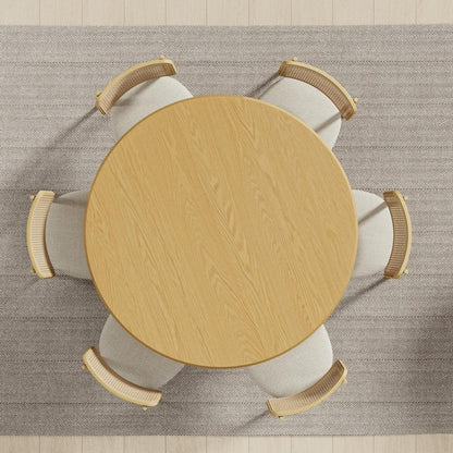 52" Natural Solid Wood Pedestal Base Round Top Dining Table HomeRoots