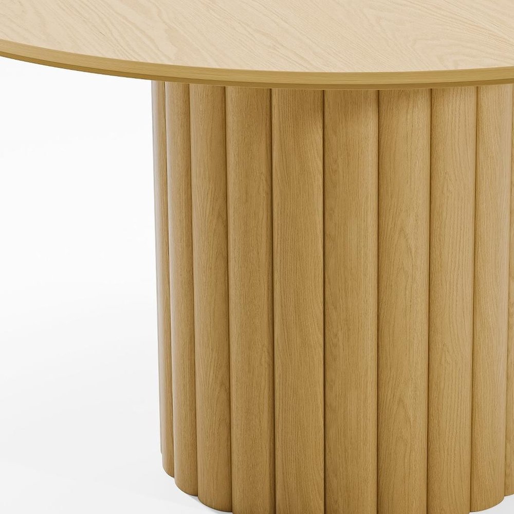 52" Natural Solid Wood Pedestal Base Round Top Dining Table — view 3