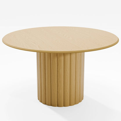 52" Natural Solid Wood Pedestal Base Round Top Dining Table HomeRoots