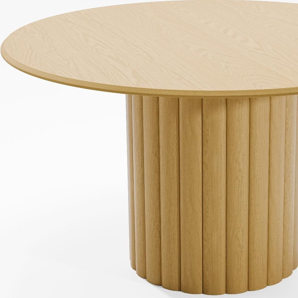 52" Natural Solid Wood Pedestal Base Round Top Dining Table HomeRoots