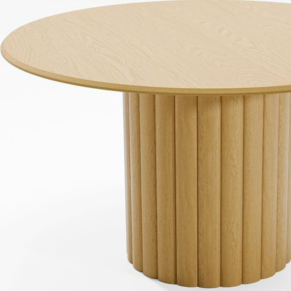 52" Natural Solid Wood Pedestal Base Round Top Dining Table HomeRoots