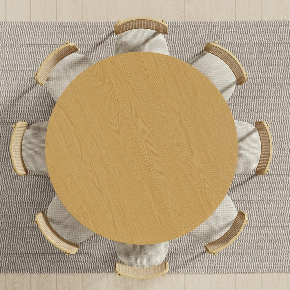 60" Natural Solid Wood Pedestal Base Round Top Dining Table — view 1