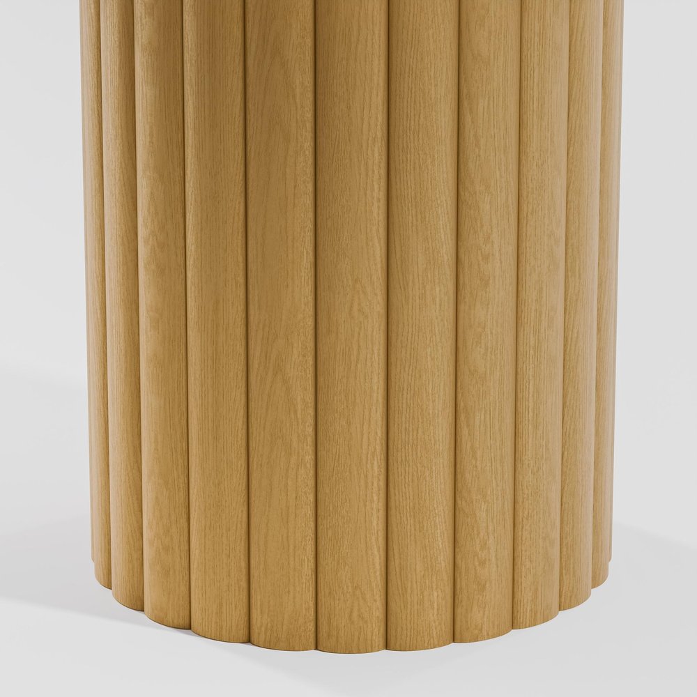 60" Natural Solid Wood Pedestal Base Round Top Dining Table — view 6
