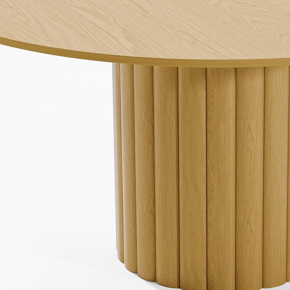 60" Natural Solid Wood Pedestal Base Round Top Dining Table — view 3