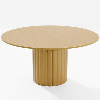 60" Natural Solid Wood Pedestal Base Round Top Dining Table HomeRoots