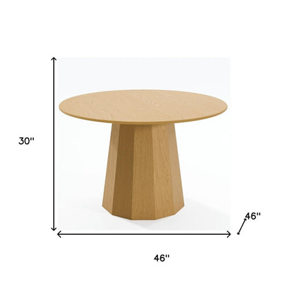46" Oak Wood Pedestal Base Round Top Dining Table HomeRoots