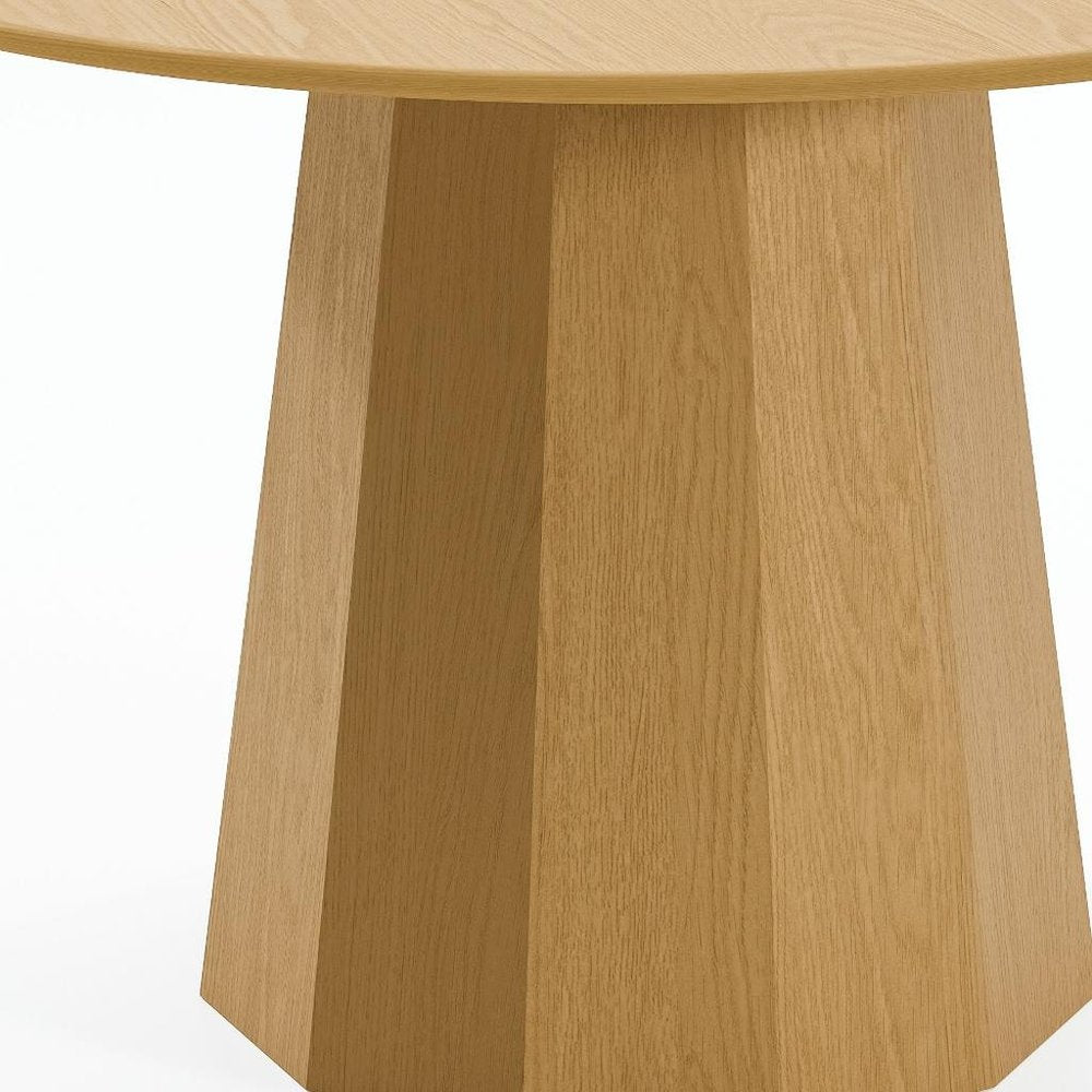 46" Oak Wood Pedestal Base Round Top Dining Table HomeRoots