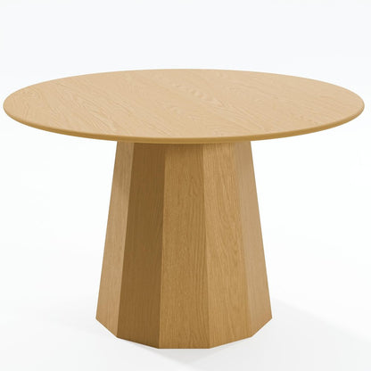 46" Oak Wood Pedestal Base Round Top Dining Table HomeRoots