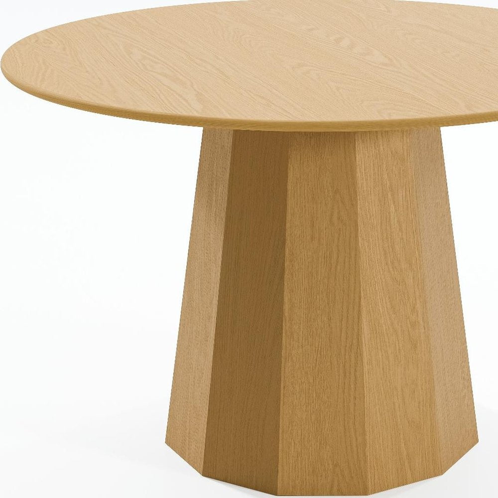 46" Oak Wood Pedestal Base Round Top Dining Table — view 6