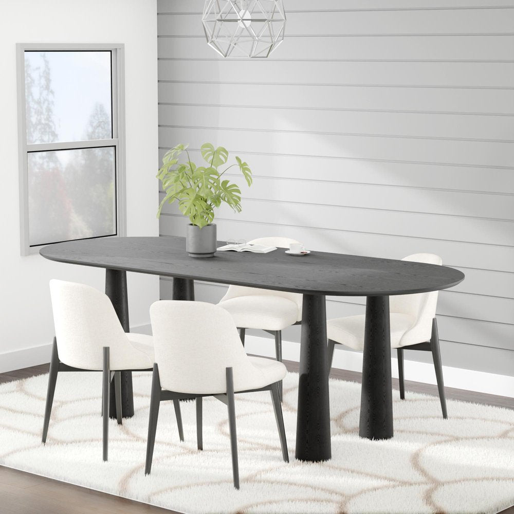79" Black Solid Wood Oval Dining Table — view 1
