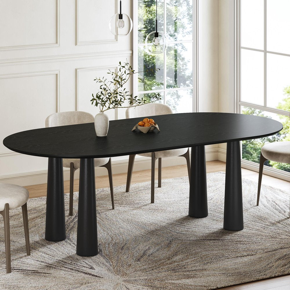 79" Black Solid Wood Oval Dining Table HomeRoots