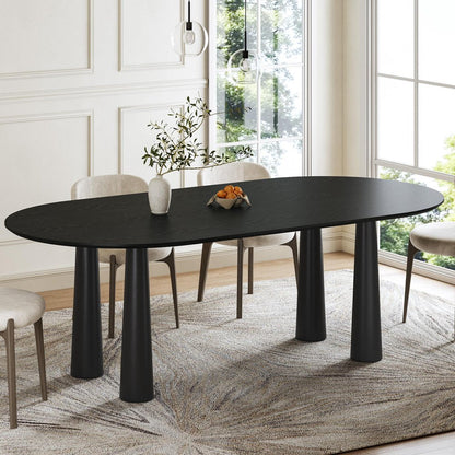 79" Black Solid Wood Oval Dining Table HomeRoots