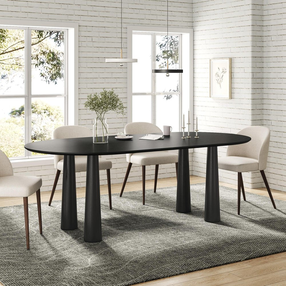 79" Black Solid Wood Oval Dining Table HomeRoots