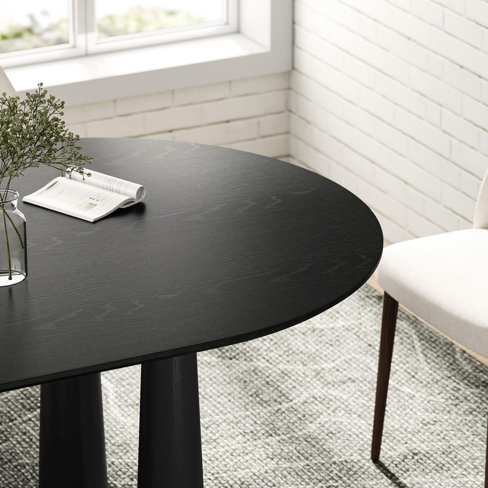 79" Black Solid Wood Oval Dining Table HomeRoots