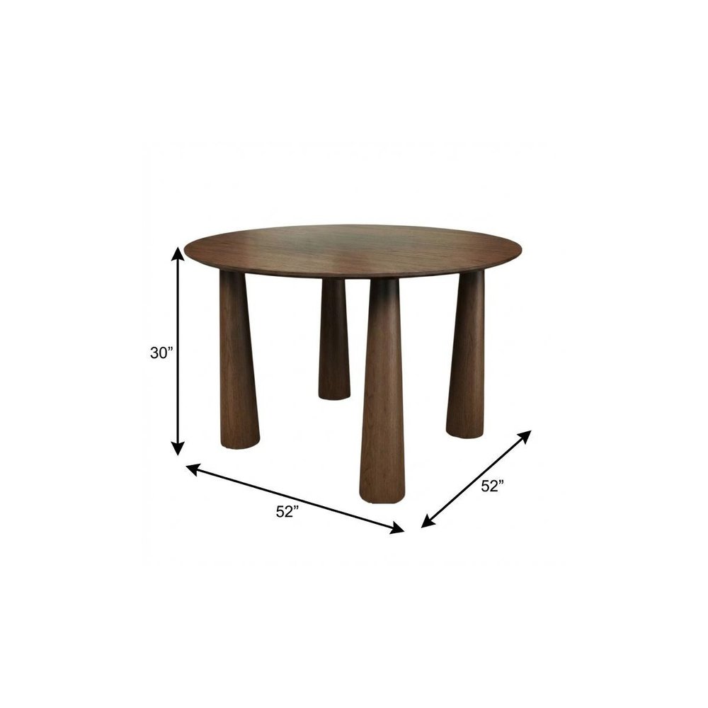 52" Walnut Solid Wood Round Top Dining Table
