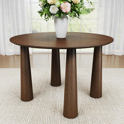 59" Walnut Wood Round Top Dining Table