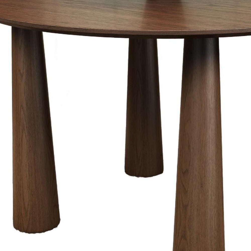 59" Walnut Wood Round Top Dining Table — view 2