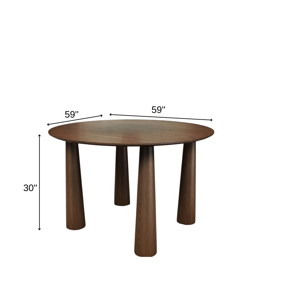 59" Walnut Wood Round Top Dining Table — view 4