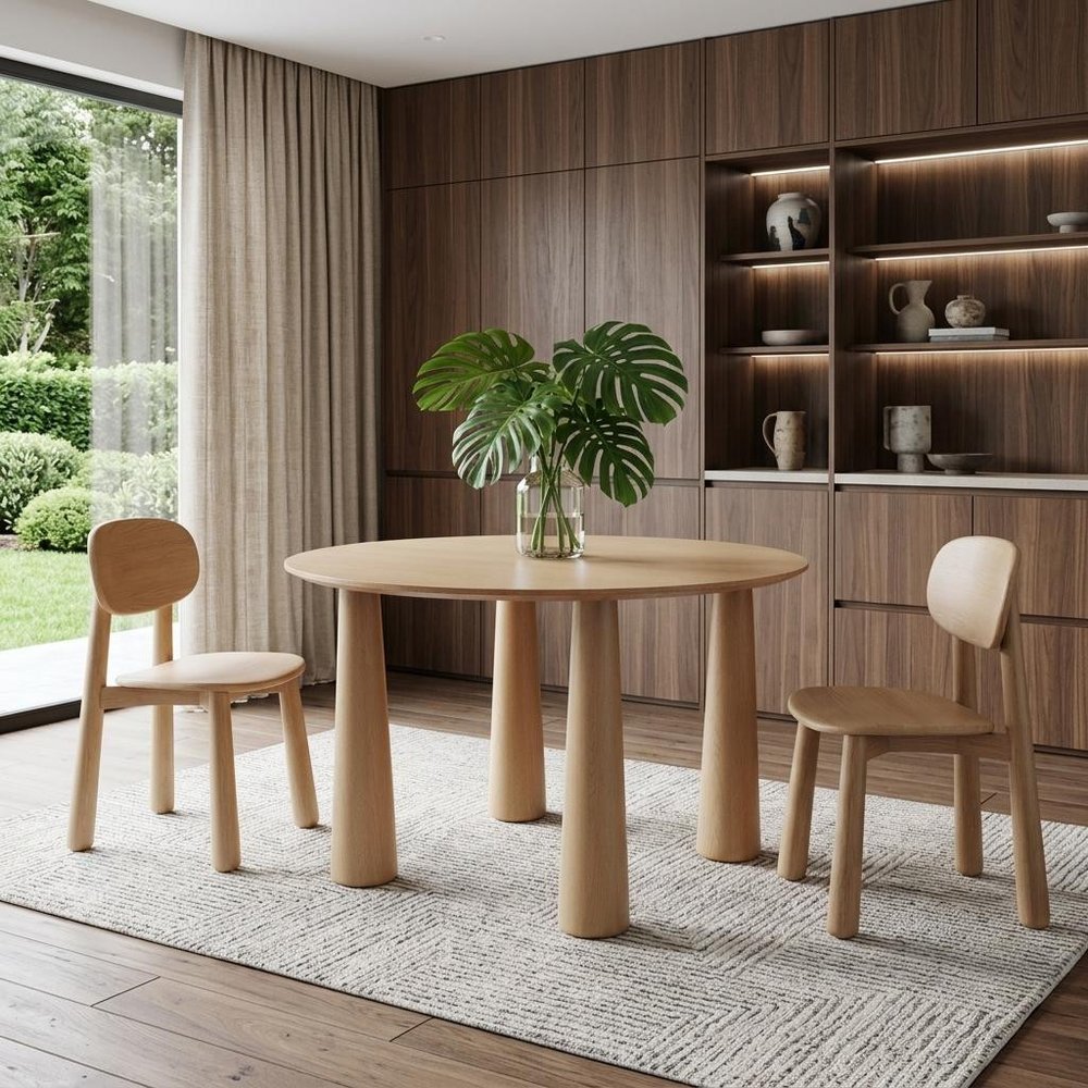 52" Natural Wood Round Top Dining Table — view 4