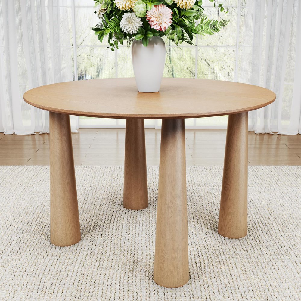 59" Natural Wood Round Top Dining Table — view 1