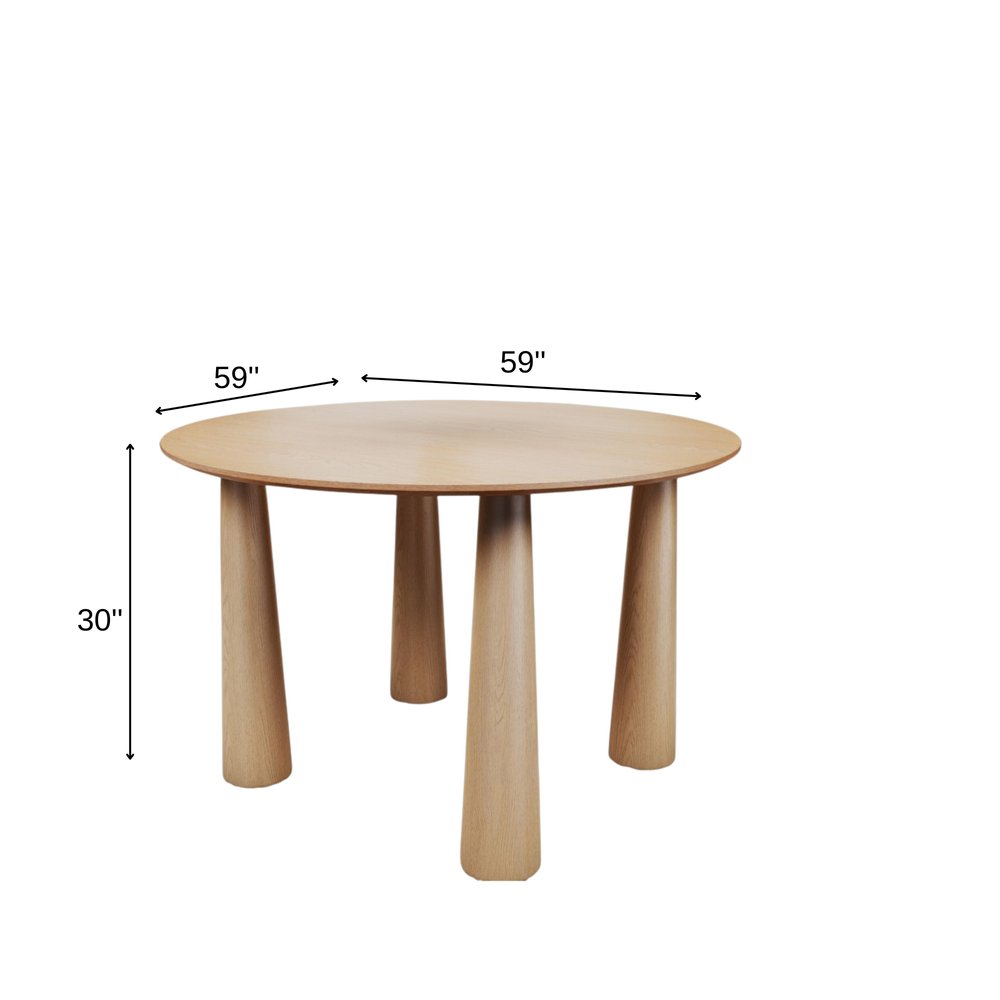 59" Natural Wood Round Top Dining Table — view 3
