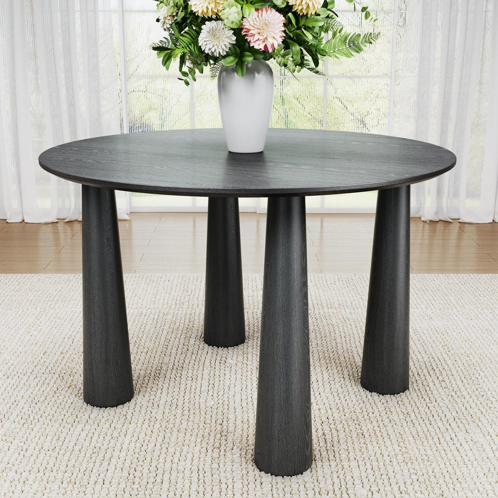 45" Black Wood Round Top Dining Table HomeRoots