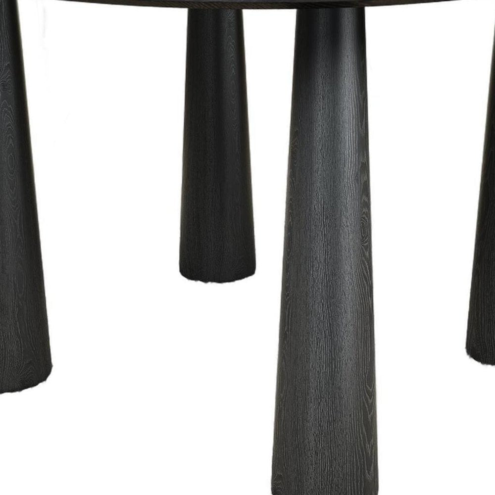 45" Black Wood Round Top Dining Table — view 3