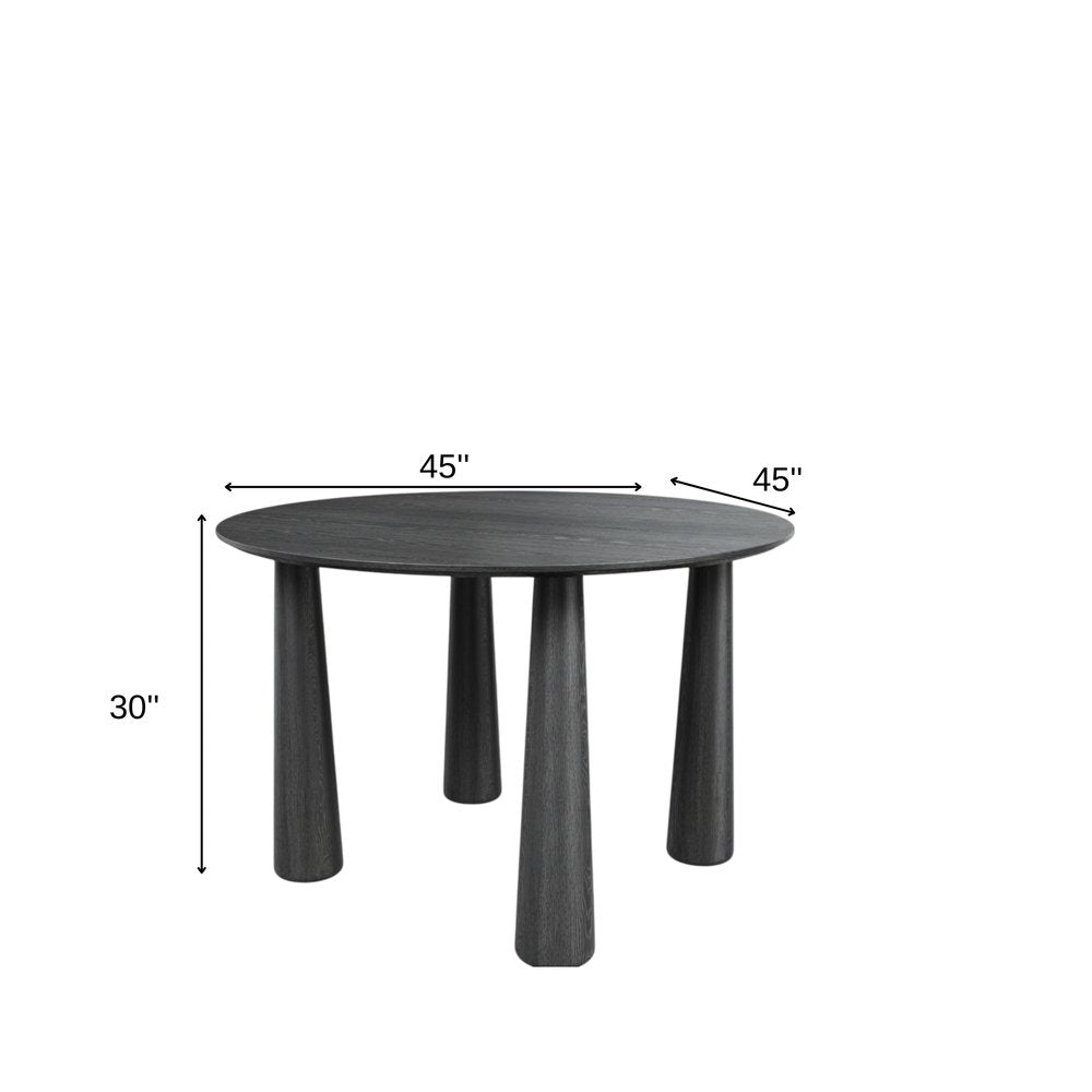 45" Black Wood Round Top Dining Table — view 6