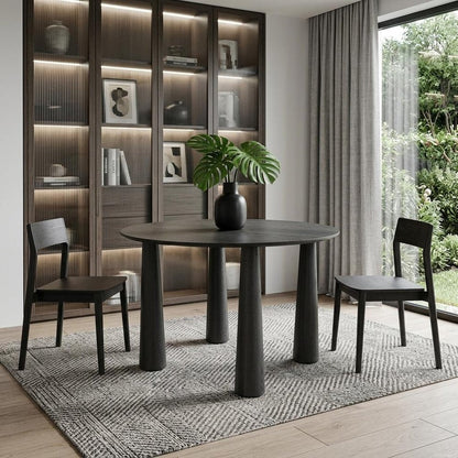 45" Black Wood Round Top Dining Table HomeRoots