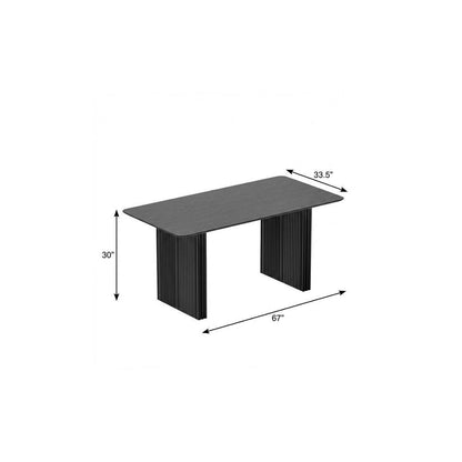 67" Black Wood Double Pedestal Base Dining Table HomeRoots