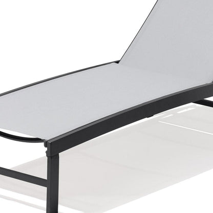 58" Gray Aluminum Five Position Adjustable Sling Outdoor Chaise Lounge HomeRoots
