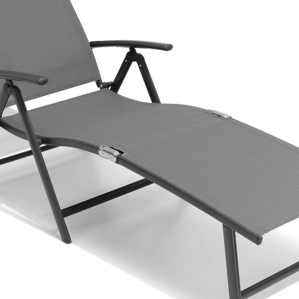 45" Tan Aluminum Eight Position Adjustable Sling Outdoor Folding Chaise Lounge HomeRoots