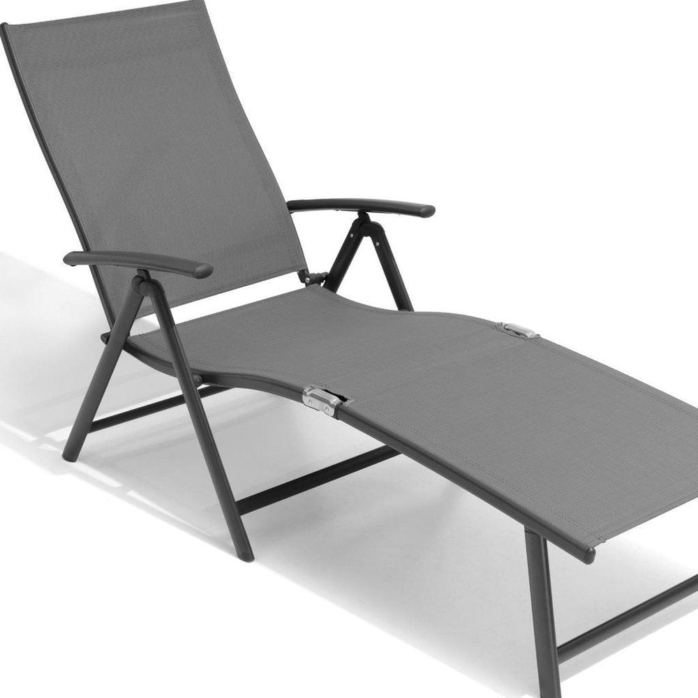 45" Tan Aluminum Eight Position Adjustable Sling Outdoor Folding Chaise Lounge HomeRoots