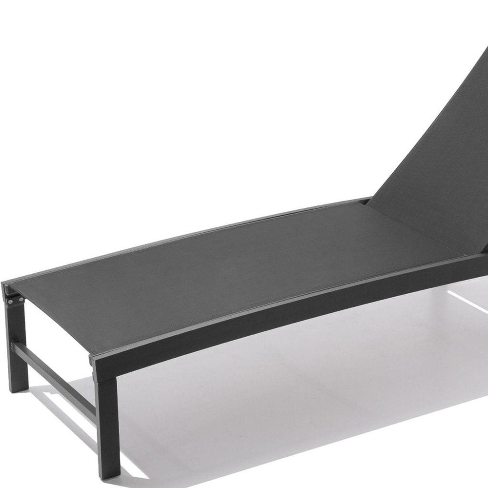 60" Black Aluminum Six Position Adjustable Sling Outdoor Chaise Lounge HomeRoots