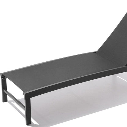 60" Black Aluminum Six Position Adjustable Sling Outdoor Chaise Lounge HomeRoots