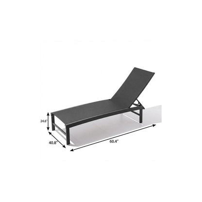 60" Black Aluminum Six Position Adjustable Sling Outdoor Chaise Lounge HomeRoots