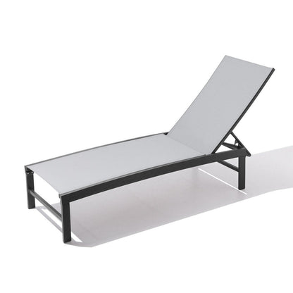 60" Light Gray Aluminum Six Position Adjustable Sling Outdoor Chaise Lounge HomeRoots