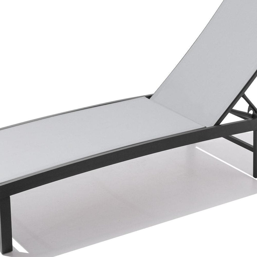 60" Light Gray Aluminum Six Position Adjustable Sling Outdoor Chaise Lounge — view 3