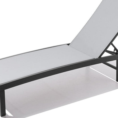 60" Light Gray Aluminum Six Position Adjustable Sling Outdoor Chaise Lounge HomeRoots