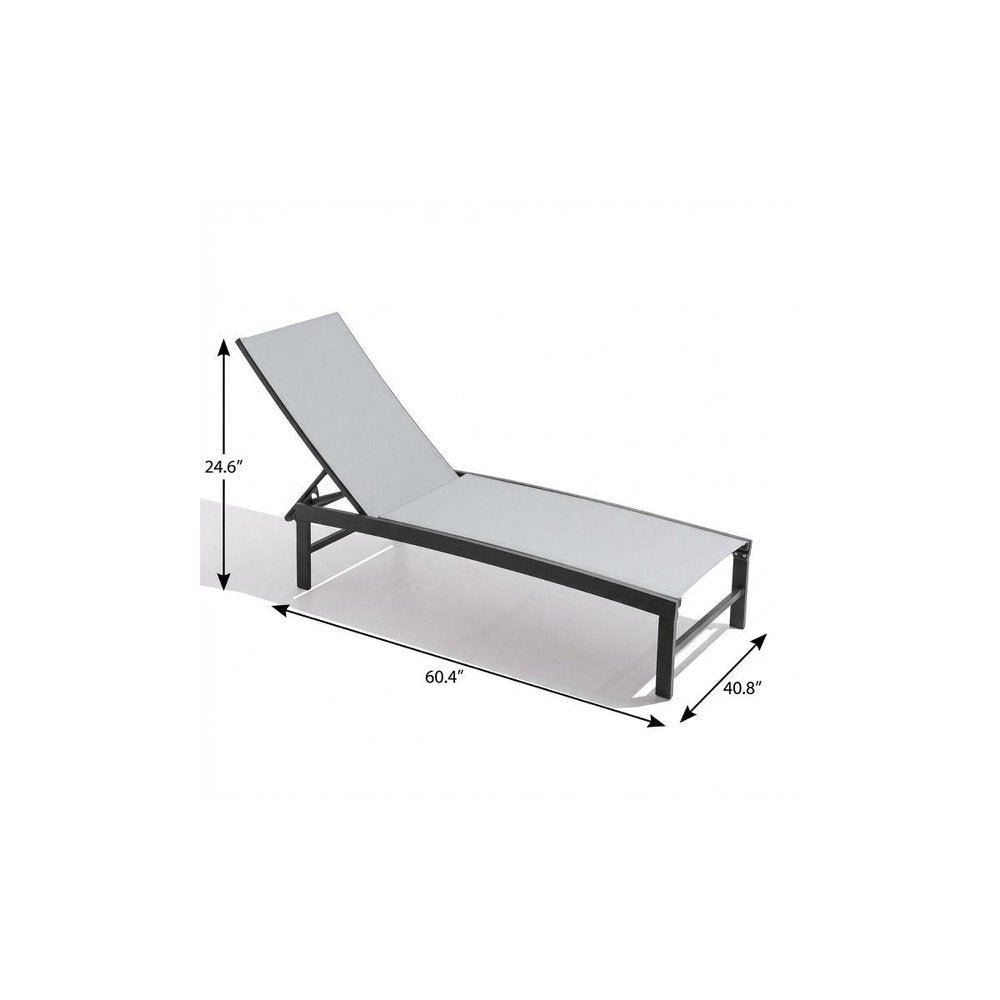 60" Light Gray Aluminum Six Position Adjustable Sling Outdoor Chaise Lounge — view 5