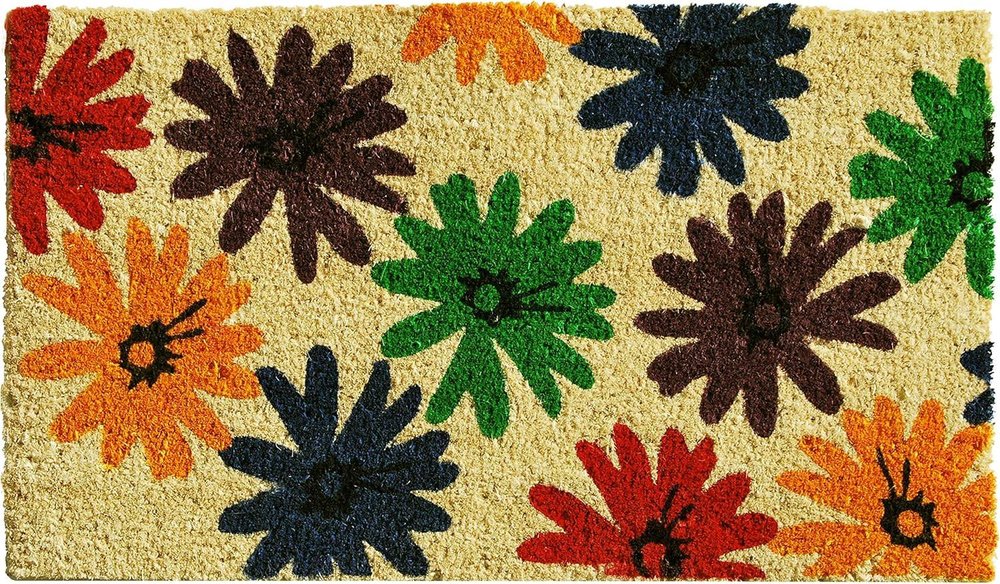 17" X 29" Natural Blue Green And Orange  Floral Outdoor Coir Door Mat — view 8
