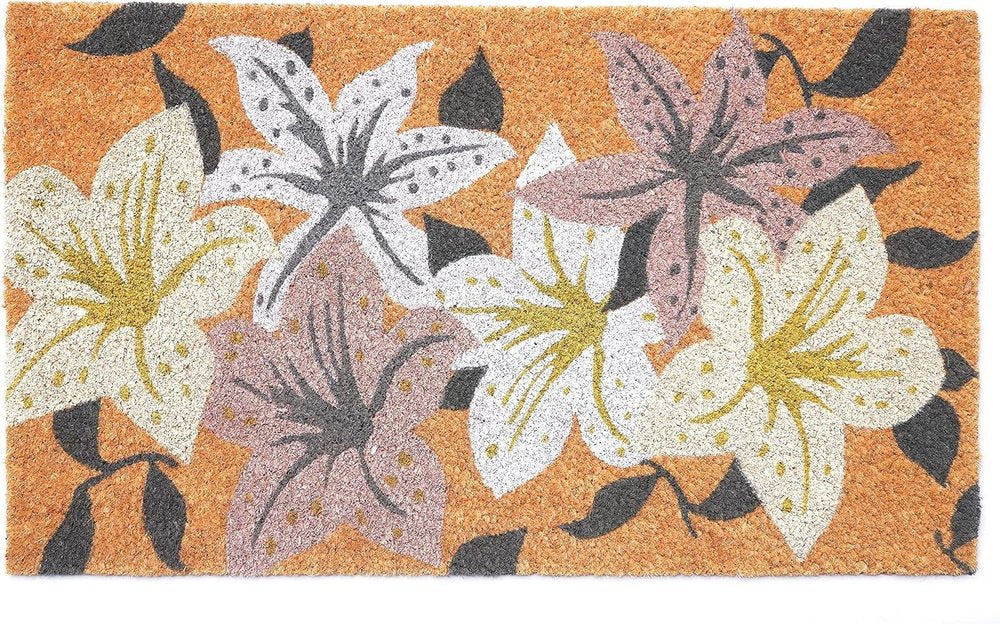 17" X 29" Brown Purple And White Floral Outdoor Coir Door Mat — view 8