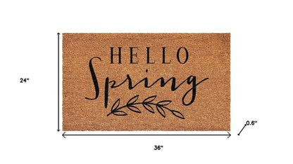 17" X 29" Brown And Black Hello Spring Outdoor Coir Door Mat HomeRoots