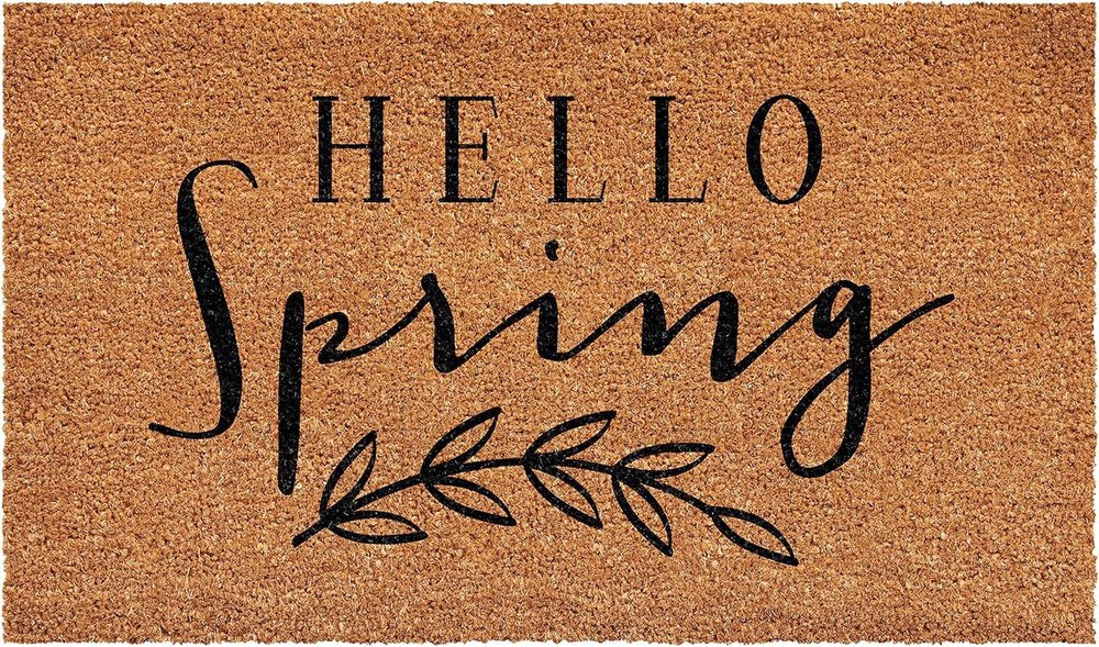 17" X 29" Brown And Black Hello Spring Outdoor Coir Door Mat — view 8
