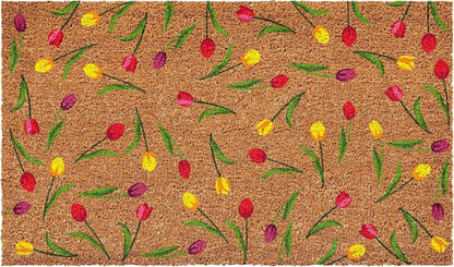 17" X 29" Brown Red And Green Floral Outdoor Coir Door Mat HomeRoots