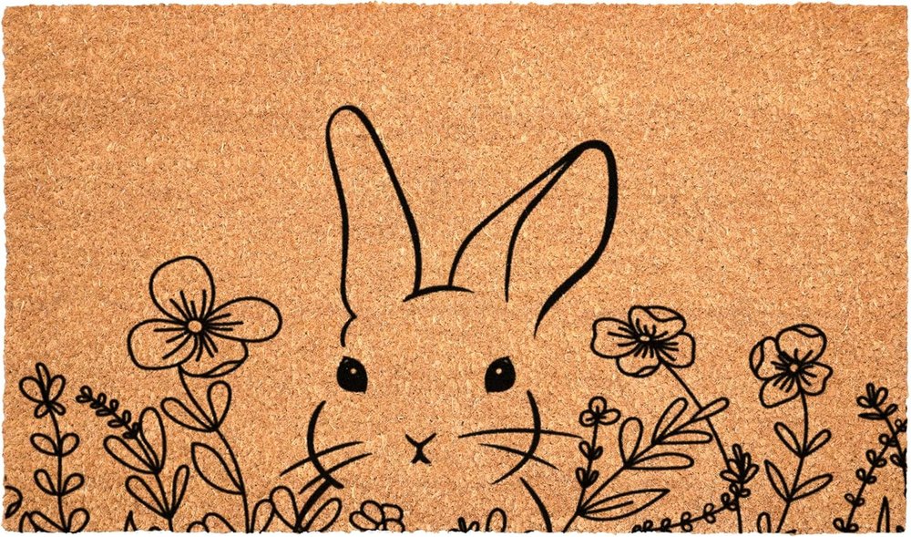 17" X 29" Brown And Black Bunny Floral Outdoor Coir Door Mat — view 5