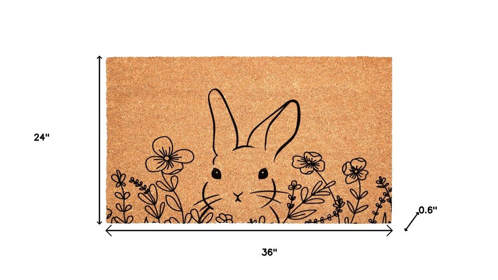 17" X 29" Brown And Black Bunny Floral Outdoor Coir Door Mat — view 7
