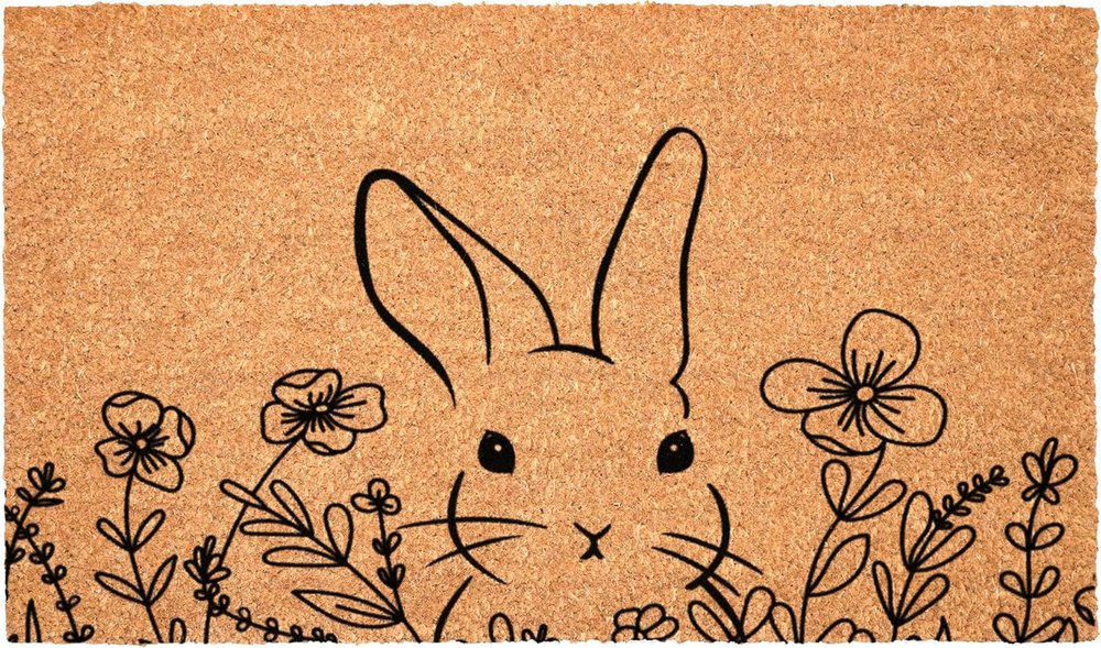 17" X 29" Brown And Black Bunny Floral Outdoor Coir Door Mat — view 6