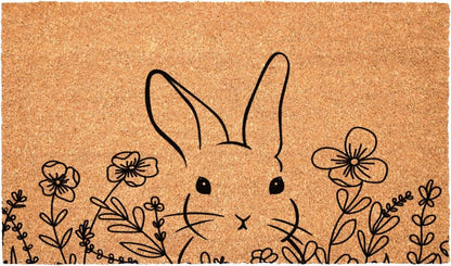 17" X 29" Brown And Black Bunny Floral Outdoor Coir Door Mat HomeRoots
