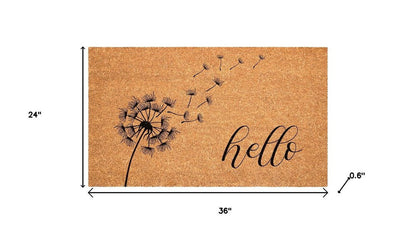 17" X 29" Brown And Black Floral Hello Outdoor Coir Door Mat HomeRoots